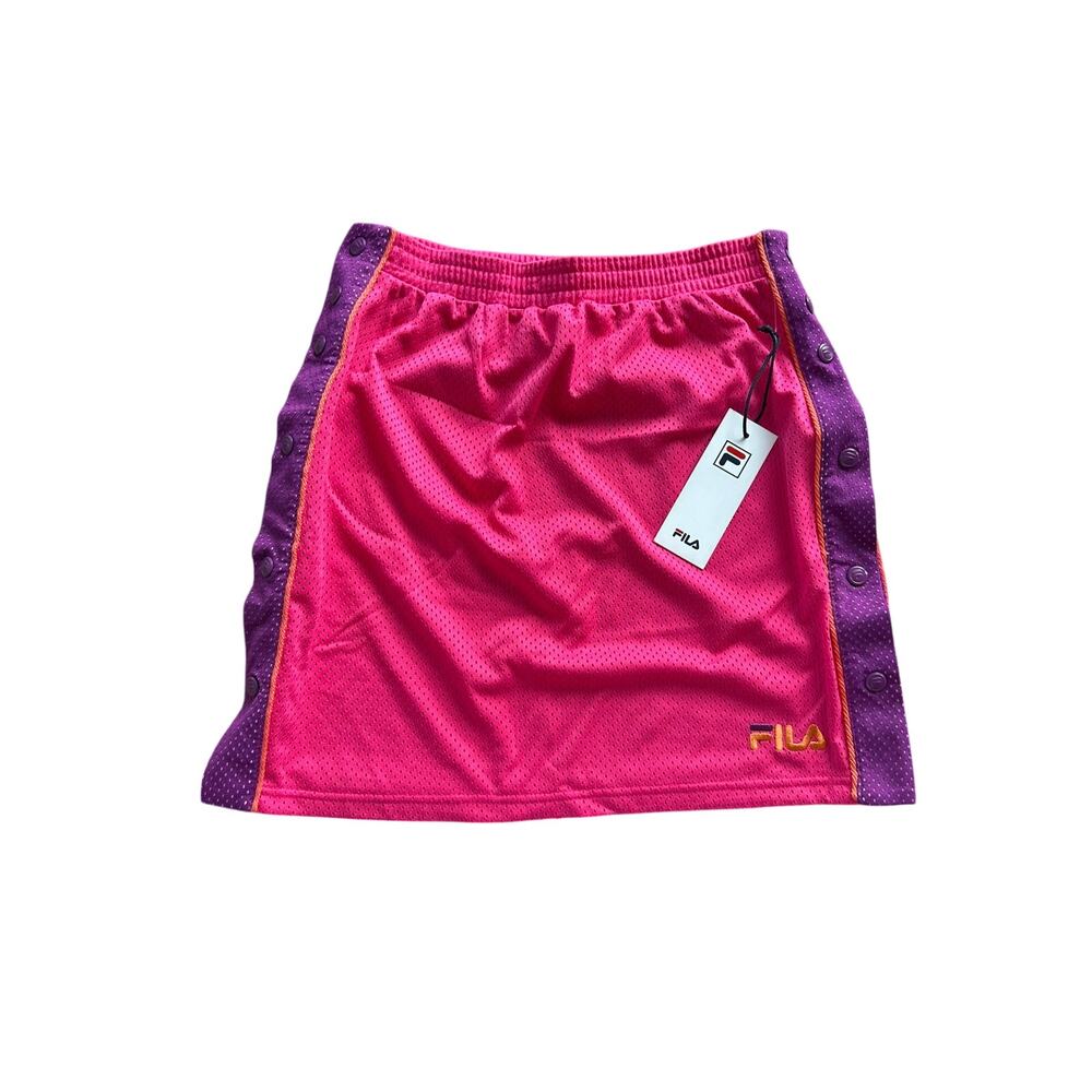 FILA NWT Miriam Tearaway Athletic Mesh Mini Skirt Pink Purple Snaps Small